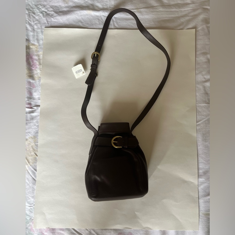 VINTAGE Coach Soho Black Leather Belted Bucket Bag 4156